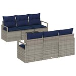 vidaXL Ensemble de Canapés avec coussin 7 Pièces Gris et marine polyrotin