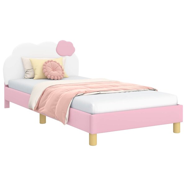 vidaXL Cadre de lit pour enfants avec tête de lit Rose 90 x 190 cm PU