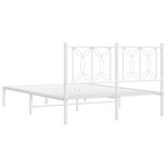 vidaXL Cadre de lit métal sans matelas et tête de lit blanc 140x190 cm