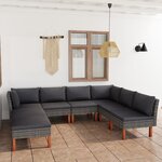 vidaXL Salon de jardin 8 Pièces avec coussins Résine tressée Gris