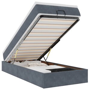 vidaXL Cadre de lit ottoman avec matelas gris foncé 90x190 cm velours