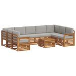 vidaXL Ensemble de canapés d'extérieur 10 pc Naturel et gris clair