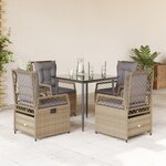 vidaXL Ensemble à manger de jardin avec coussins 5Pièces Beige poly rotin