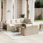 vidaXL Salon de jardin 11 Pièces avec coussins beige résine tressée