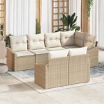 vidaXL Ensemble de salle à manger pour jardin 7 Pièces Beige  Crème