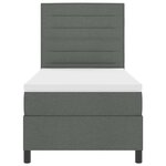 vidaXL Lit à ressorts avec matelas et LED en gris foncé  100 x 200 cm en tissu