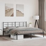 vidaXL Cadre de lit métal avec tête de lit noir 183x213 cm
