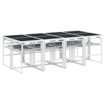 vidaXL Ensemble à manger de jardin avec coussins 9 Pièces blanc textilène