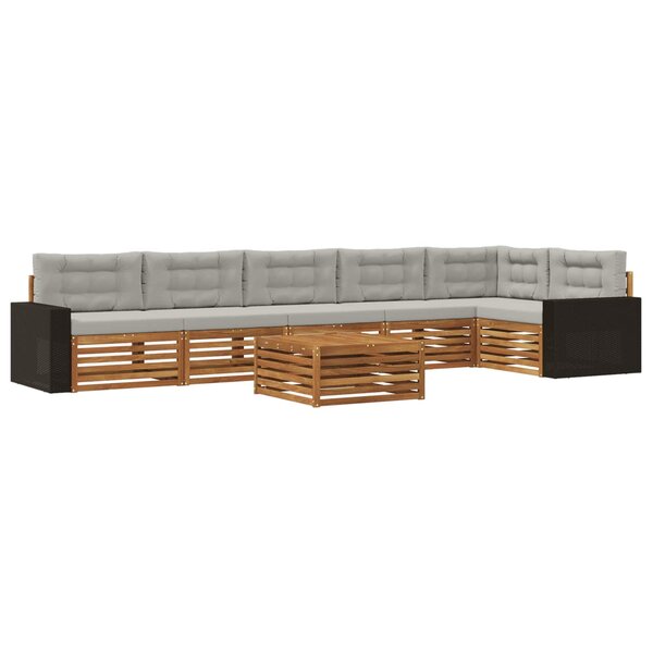 vidaXL Ensemble de canapés d'extérieur 7 pc Naturel et gris clair