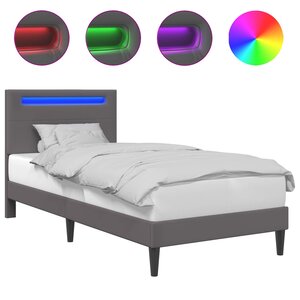 vidaXL Cadre de lit avec bandes LED Gris 80 x 200 cm Simili cuir