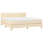 vidaXL Sommier à lattes de lit avec matelas LED Crème 160x200 cm Tissu