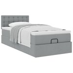 vidaXL Lit ottoman avec matelas gris clair 100x200 cm tissu