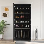 vidaXL Cabinet à chaussures Noir 80 x 39 x 178 cm Bois d'ingénierie