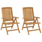 vidaXL Chaises de jardin inclinables lot de 2 et coussins teck massif