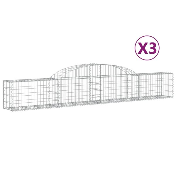 vidaXL Paniers à gabions arqués 3 Pièces 300x30x40/60 cm fer galvanisé