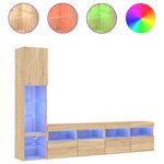 vidaXL Unités murales TV avec LED 4 Pièces chêne sonoma bois d'ingénierie