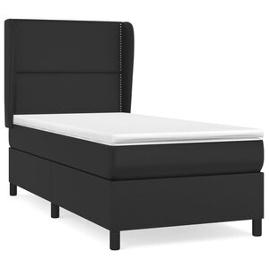 vidaXL Sommier à lattes de lit avec matelas Noir 90x200 cm Similicuir