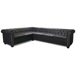 vidaXL Canapé d'angle Chesterfield 6 places Cuir synthétique Noir