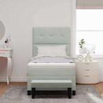vidaXL Lit à ressort avec matelas et banc Gris clair 100x200 cm Velours
