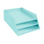 Corbeille à courrier 3 niveaux exacompta aquarel en carton vert pastel