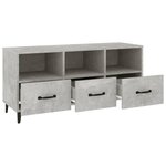 vidaXL Meuble TV Gris béton 102x35x50 cm Bois d'ingénierie