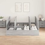 vidaXL Cadre de lit avec rangement Gris Sonoma 200 x 200 cm