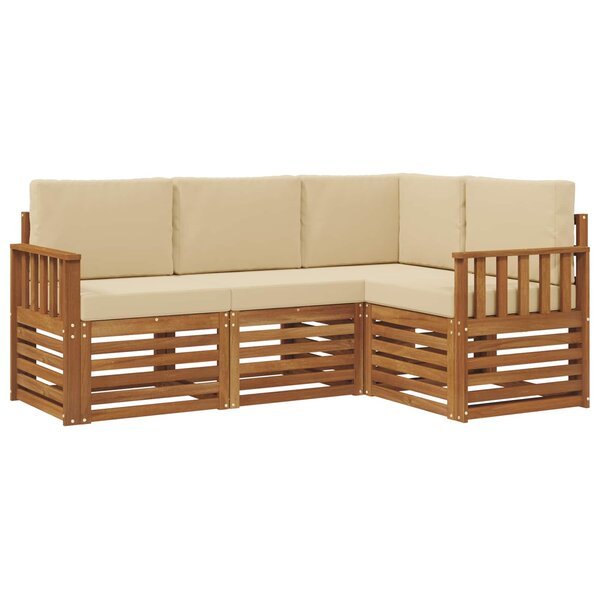 vidaXL Ensembles de canapés avec coussin 4 Pièces Naturel et Beige