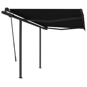 vidaXL Auvent rétractable manuel avec poteaux 3 5x2 5 m Anthracite