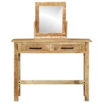 vidaXL Table de coiffeuse avec miroir en bois massif de manguier brut