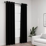 vidaXL Rideaux occultants Aspect lin avec œillets 2 Pièces Noir 140x245cm