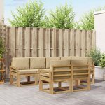 vidaXL Ensemble de canapés d'extérieur 7 pc Blanc et Beige Polyester