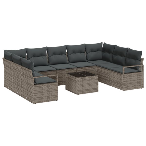 Ensemble de Canapés de Jardin de 9 Pièces vidaXL avec Coussins en Rotin Noir