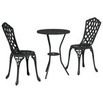Ensemble de Bistro 3 Pièces vidaXL Noir en Aluminium