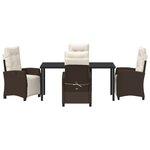 vidaXL Ensemble de salle à manger de jardin 5 pièces en poly rattan marron