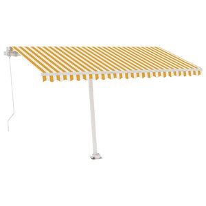 vidaXL Auvent manuel rétractable avec LED 400x300 cm Jaune et blanc
