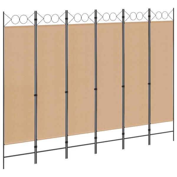vidaXL Paravent à 6 panneaux Beige 240 x 180 cm Tissu