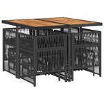 vidaXL Ensemble à manger de jardin 9Pièces coussins noir résine tressée