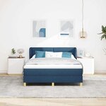 vidaXL Lit à ressorts avec matelas Bleu 140 x 200 cm tissu