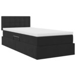 vidaXL Lit de Rangement avec tête de lit Noir 90 x 200 cm Velours