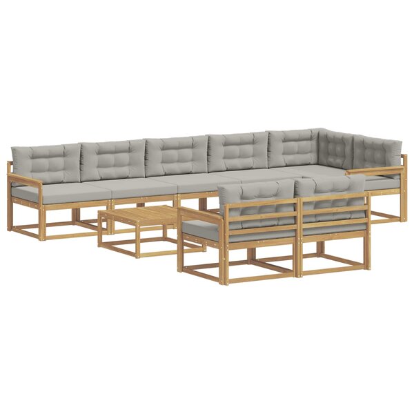 vidaXL Ensemble de canapés d'extérieur 9 pc Blanc et gris clair