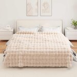 vidaXL Couverture en Fourrure de Lapin Synthétique 4 Pièces Beige