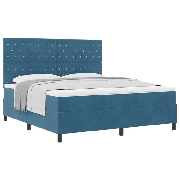 vidaXL Lit à ressorts avec matelas Bleu foncé 180 x 200 cm Velours
