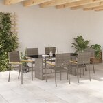 Ensemble salle à manger jardin vidaXL 7 pièces gris poly rattan