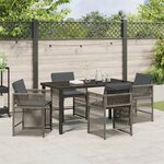 vidaXL Ensemble de salle à manger 5 pièces avec coussins gris poly rattan