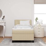 vidaXL Lit à Ressorts avec Matelas & Lumière LED Vert Gris 90x200 cm Tissu en Velours Côtelé