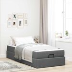 vidaXL Cadre de lit avec matelas avec matelas 2 Pièces Gris Foncé tissu