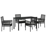 vidaXL Ensemble de salle à manger de jardin 5 pièces avec coussins en poly rotin noir