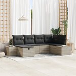 vidaXL Ensemble de canapés de jardin 6 pièces avec coussins Gris clair Poly rotin