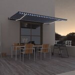 vidaXL Auvent automatique capteur de vent/LED 500x300 cm Bleu et blanc