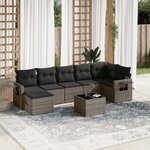 vidaXL Salon de jardin 8 Pièces avec coussins gris résine tressée